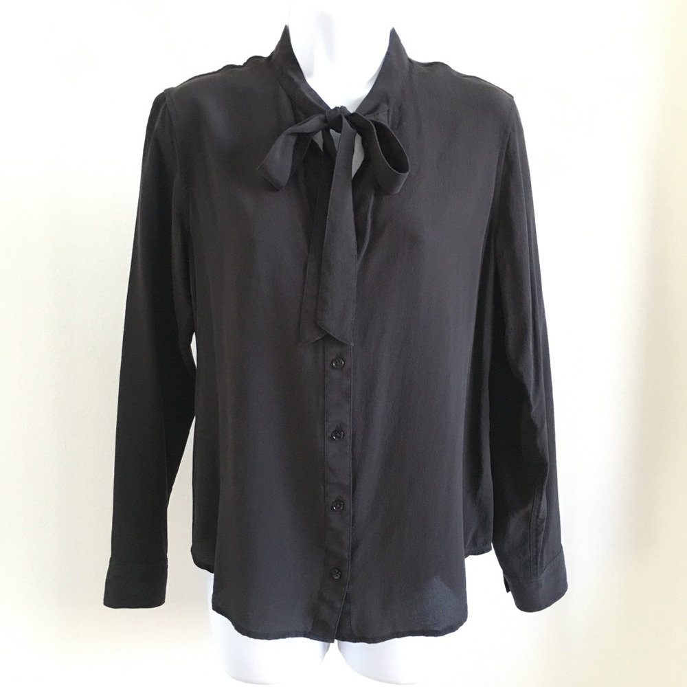 Rails Colette Silk Button Down Neck Tie Blouse